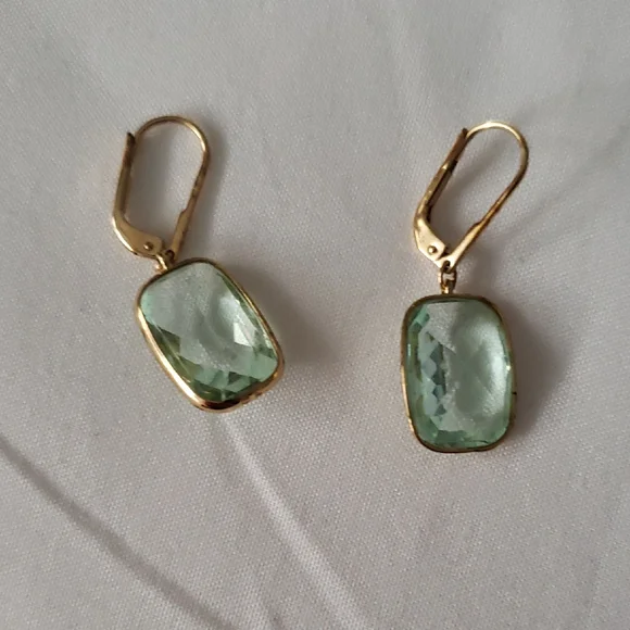 Swarovski Gold and Light Green Earrings - Picture 1 of 1